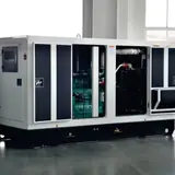 112 kW Volvo generator with all enclosure doors open, angled view