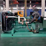 Volvo-powered generator set without its enclosure on the base frame