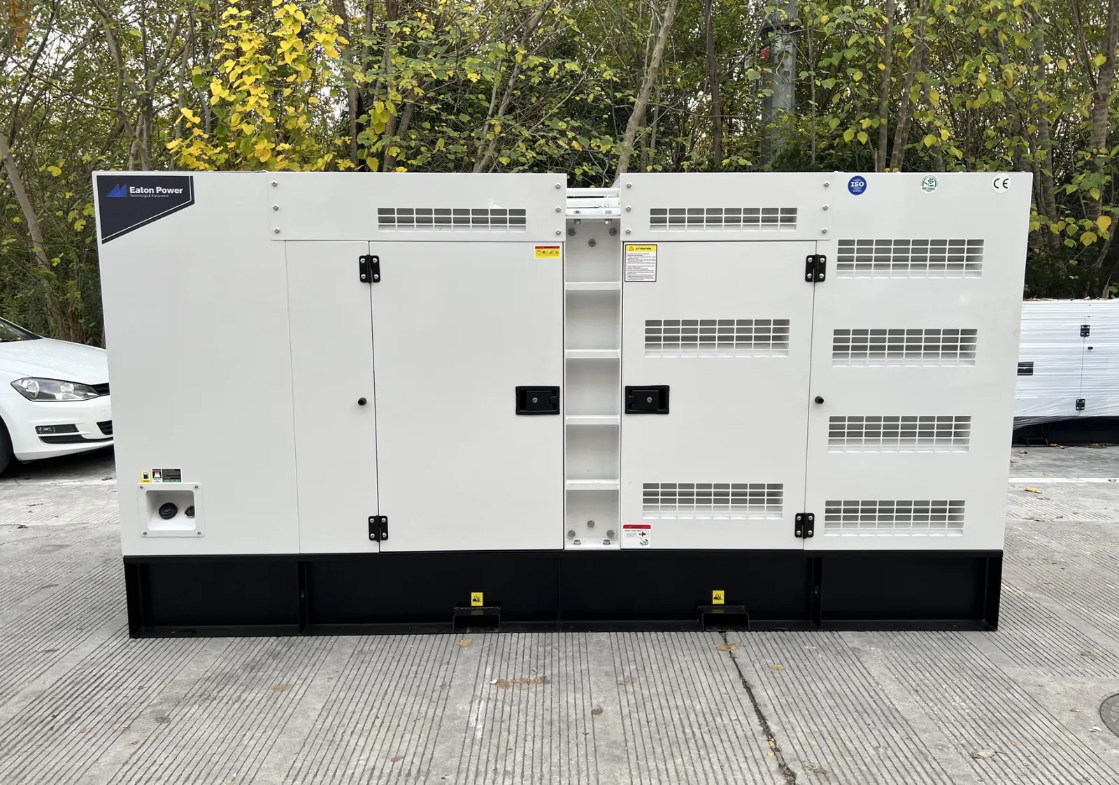 200 kW Volvo diesel generator in a white silent-type enclosure, outdoors