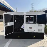 20 kW Perkins generator silent enclosure with the service doors open