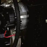Close-up of the engine compartment of the 20 kW Perkins diesel generator