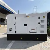 20 kW Perkins diesel generator in a white silent-type enclosure, front view