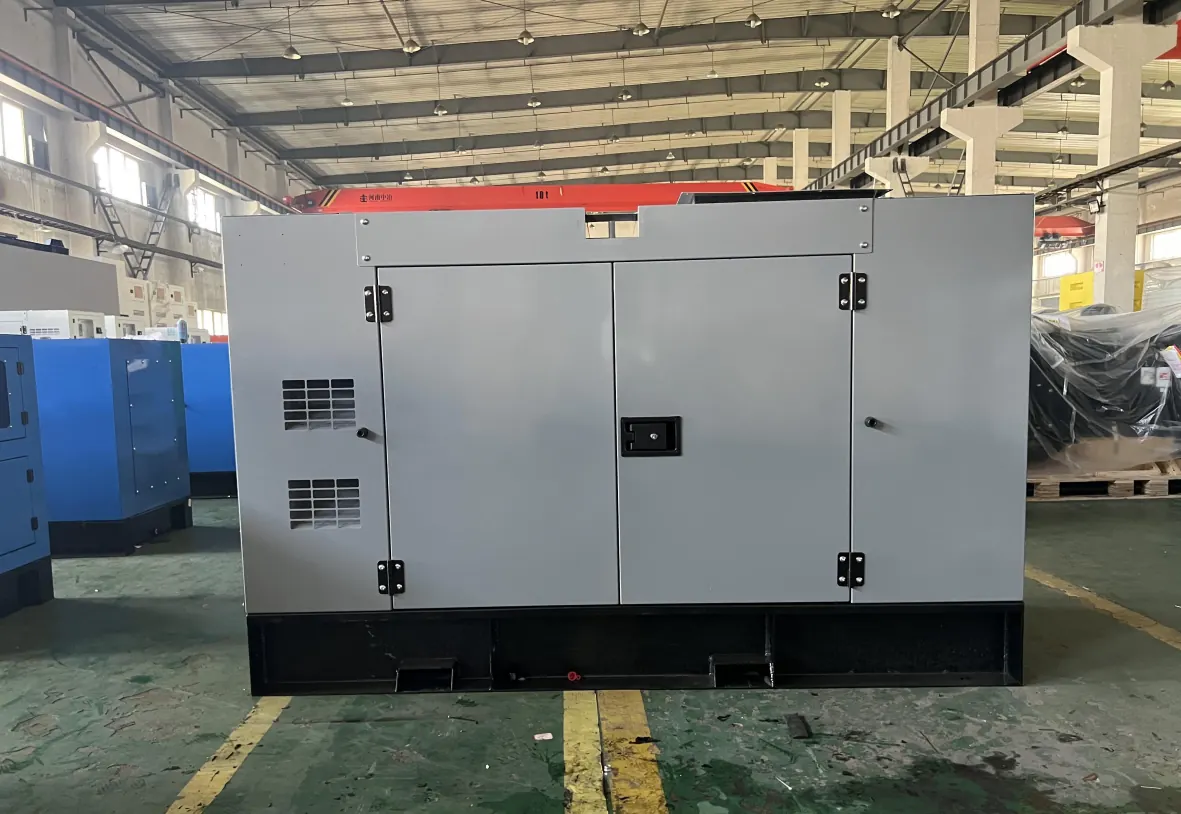 25 kW Yangdong diesel generator in a grey silent-type enclosure, front view