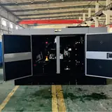 30 kW Cummins generator enclosure with the service doors open