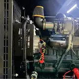 Air intake filter and radiator inside the 40 kW Kubota generator enclosure