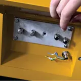 Built-in power outlet panel in the side compartment of the 40 kW generator