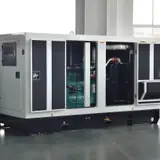 80 kW Volvo diesel generator with the enclosure doors open
