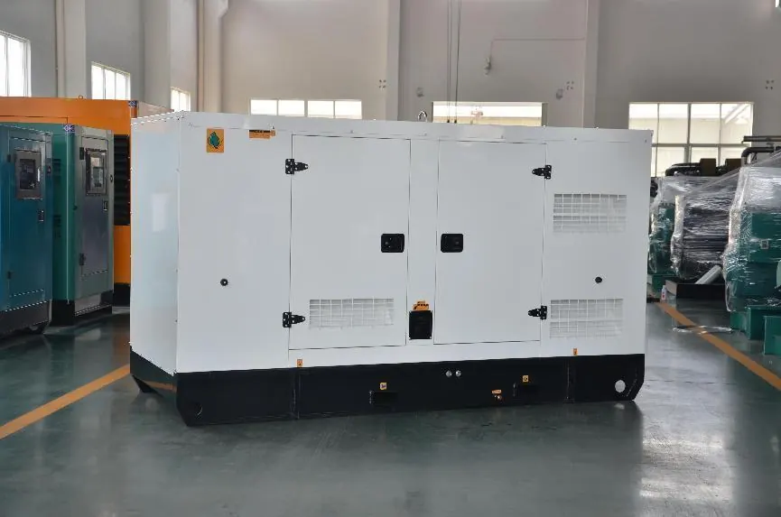 80 kW Volvo diesel generator in a white silent-type enclosure
