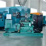 50 kW Cummins gas generator set without its enclosure, alternator and engine on the base frame